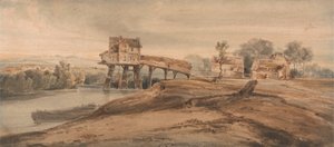 Vattenkvarnen ovanför bron i Charenton av Francois Louis Thomas Francia