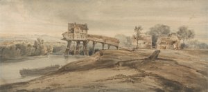 Vattenkvarnen ovanför bron i Charenton, efter en målning av Thomas Girtin (1775-1802) (wc över grafit på papper) av Francois Louis Thomas Francia