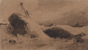 Förlist skepp i ett stormigt hav av Francois Louis Thomas Francia