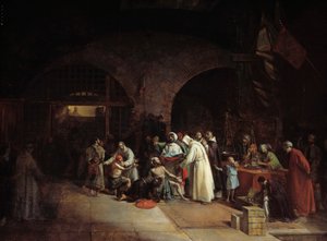 Fransk kolonisering av Algeriet: "" Inlösen av fångar i fängelserna i Alger"" Målning av Francois Marius Granet (1775-1849) 1831 Sön. 1,51x2 m