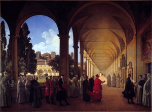 Cloitre för det kartusiska folket av Saint Mary of the Angels i Rom. Målning av Francois Marius Granet (1775-1849)