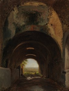 Utsikt i stallet i Villa Maecenas, Tivoli, ca. 1805-10. av Francois Marius Granet