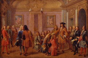 Första upplåtelsen av riddarna av Saint-Louis-orden av Ludvig XIV i Versailles den 8 maj 169 av Francois Marot