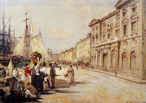 Utsikt över Quai Saint Jean i Marseille Street scen. Teckning av Francois Maury (1861-1933) 1902 Marseille, Museum of Old Marseille av Francois Maury