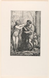 Konstnär och en nymf, från Twelve Etchings av Chifflart