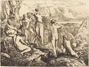 Diana och hennes nymfer av Francois Nicolas Chifflart