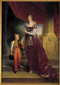 Porträtt vid foten av Marie-Amelie de Bourbon, prinsessan av de två sicilierna, hertiginnan av Orleans (blivande drottning Marie-Amelie av Baron François Pascal Simon Gérard