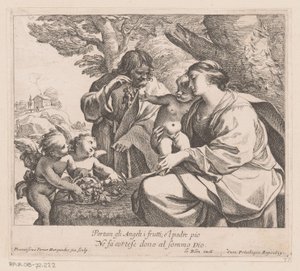 Helig familj med putti och druvor Portan gli Angeli i frutti (...) (titel på objekt) av Francois Perrier