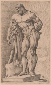 Farnese Hercules, tre fjärdedels vy vänd åt vänster [skylt 3] av Francois Perrier