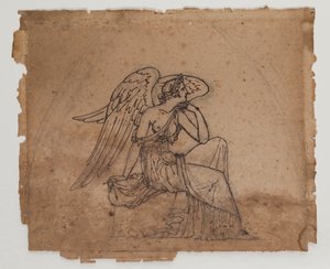 Allegorisk figur, ca 1825 (bläck och krita på papper) av Francois Rude