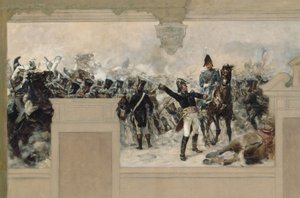 Skiss till Pantins rådhus: General Compans försvar av Pantin 1814 av Francois Schommer