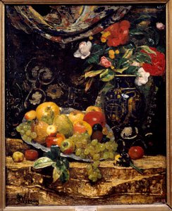 Blommor och frukter. Målning av Francois Vernay (1821-1896) av Francois Vernay