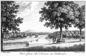 Utsikt från terrassen vid Oatland, 1700-tal. av Francois Vivares
