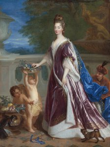 ""Porträtt av Elisabeth-Charlotte (Elisabeth Charlotte) av Bayern eller Pfalz (1652-1722)"" (Elizabeth Charlotte, Prinsessan Pfalz) Målning av Francois de Troy (1645-1730) Privatsamling från 1600-talet