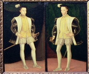 Från vänster till höger Francis II (1544-60) och Karl IX (1550-74) av Frankrike av Francois workshop of Clouet