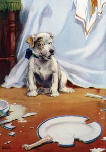 Hund med trasig tallrik av Frank Adams