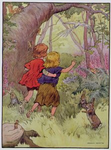 Hansel and Gretel, illustration från "The Beautiful Book of Nursery Rhymes, Stories and Pictures", av Frank Adams, utgiven av Blackie und Son