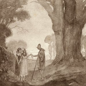 Illustration för The Scholar-Gipsy av Matthew Arnold (litho i färg) av Frank Adams
