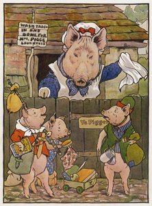 Illustration för de tre små grisarna av Frank Adams