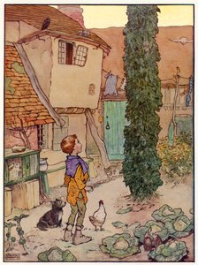 Jack and the Beanstalk (färg litho) av Frank Adams