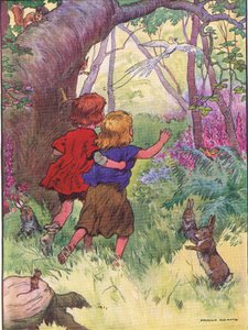 Barnen gick förlorade, från Hansel and Gretel publicerad av Blackie & Son Limited, c.1940 av Frank Adams