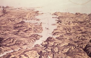 Panoramavy av norra och södra sidan av Sebastopols hamn, ritad och litograferad av Thomas Packer, utgiven av Stannard and Dixon, 1855. av Frank C. Hughes