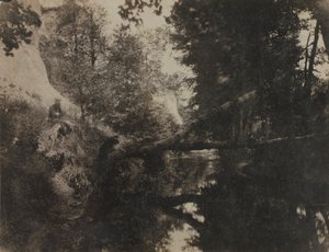 Landskap med sittande figur på bäckbanken, ca. 1856. av Frank Chauvassaignes