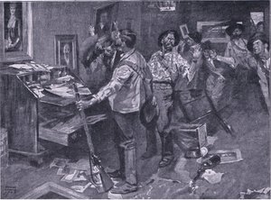Respekteras även av fiender: en incident av en boerrazzia i Natal, illustration från After Pretoria: The Guerilla War, 1902 av Frank Craig