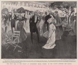 Säsongens första bal i Government House, Sydney, i trädgården mellan danserna av Frank Craig