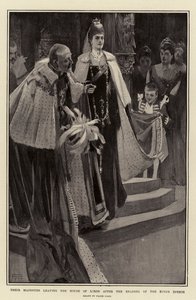 Deras Majestäter lämnar House of Lords efter uppläsningen av kungens tal av Frank Craig