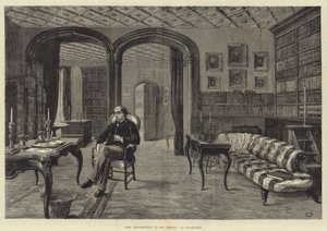 Lord Beaconsfield i sitt bibliotek i Hughenden av Frank Dadd