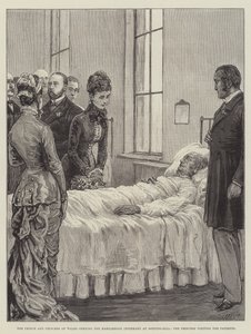 Prinsen och prinsessan av Wales öppnar Marylebone Infirmary i Notting-Hill, prinsessan besöker patienterna