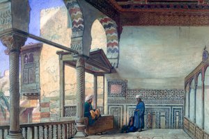 Loggia, sommarmottagning, Memlook Radnau Beys House, Kairo, 1870 av Frank Dillon