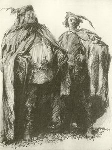 Sir John Falstaff och pistol (gravyr)