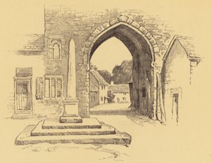 Cartmel, The Abbey Gate (litografi) av Frank Greenwood