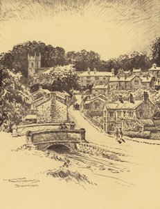 Downham Village (litografi) av Frank Greenwood