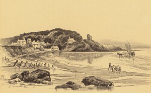 Old Heysham vid lågvatten (litografi) av Frank Greenwood