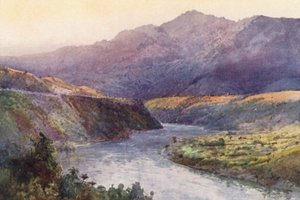 Nya Zeeland: På Upper Wanganui (färglitografi) av Frank H Wright