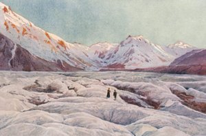 Nya Zeeland: Tasmanglaciären (färglitografi)