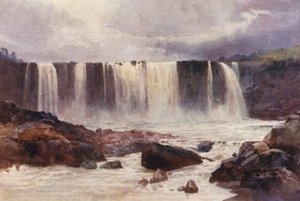 Nya Zeeland: Wairua Falls (färglitografi)