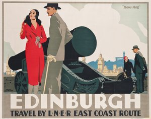Affisch som annonserar LNERs östkustrutter till Edinburgh