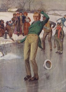 Mr Winkle på isen (färglitografi) av Frank Reynolds