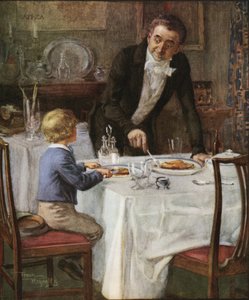 Den vänlige servitören (färglitografi) av Frank Reynolds
