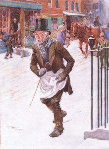 Trotty Veck (The Chimes) (färglitografi) av Frank Reynolds