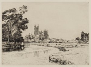 Canterbury från ängarna, 1930 av Frank Short