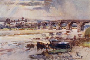 Hexham (färg litho) av Frank Southgate