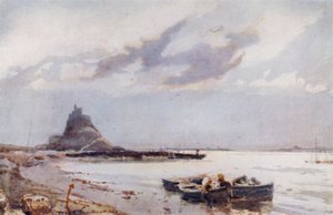 Holy Island (färg litho) av Frank Southgate
