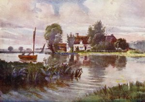Norfolk Broads: Horning Ferry (litho i färg)
