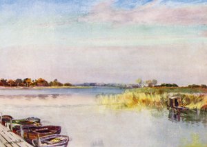 Norfolk Broads: Ormesby Broad, Autumn (color litho) av Frank Southgate