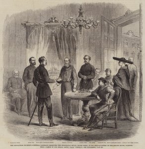Revolutionen på Sicilien, general Garibaldi tar emot det napolitanska sändebudet, major Bosco, vid hans högkvarter i senatshuset, Palermo